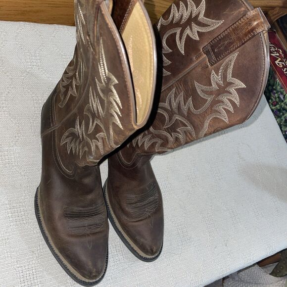 Ariat Men’s Western Boots Size 10 D Brown Leather Cowboy Rodeo Outdoors - Picture 4 of 12